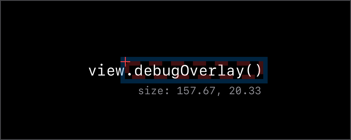 The text view.debugOverlay() where the modifier is highlighted with a debug overlay.
